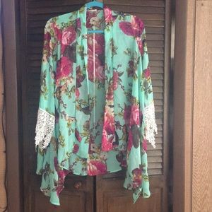 Floral sheer cardigan